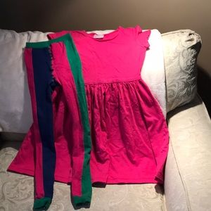 Hanna Andersson dress sz 140/ 10 + footless tight